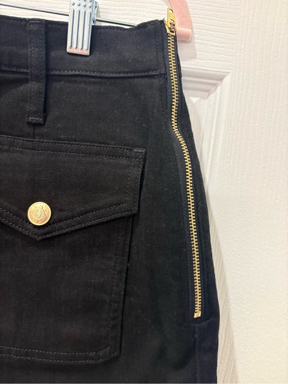 J.Crew Black Utility Shorts NWT Size 30 Gold Crest Buttons Side Zip Stretch - Picture 9 of 10